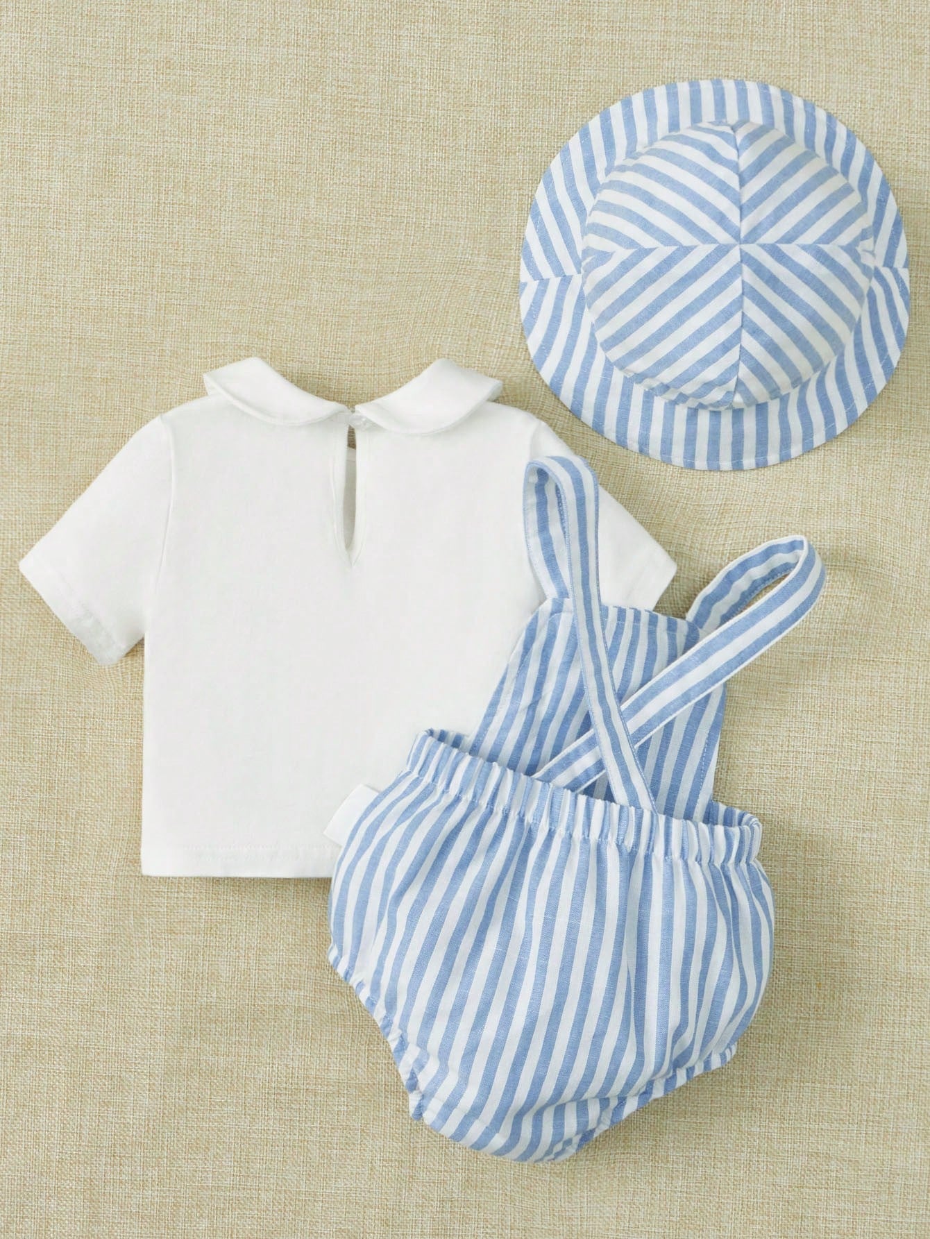 Jongens Zomer 3-delige Set – Gestreepte Overall