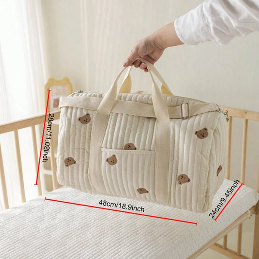 Bear Graphic Plush Diaper Bag