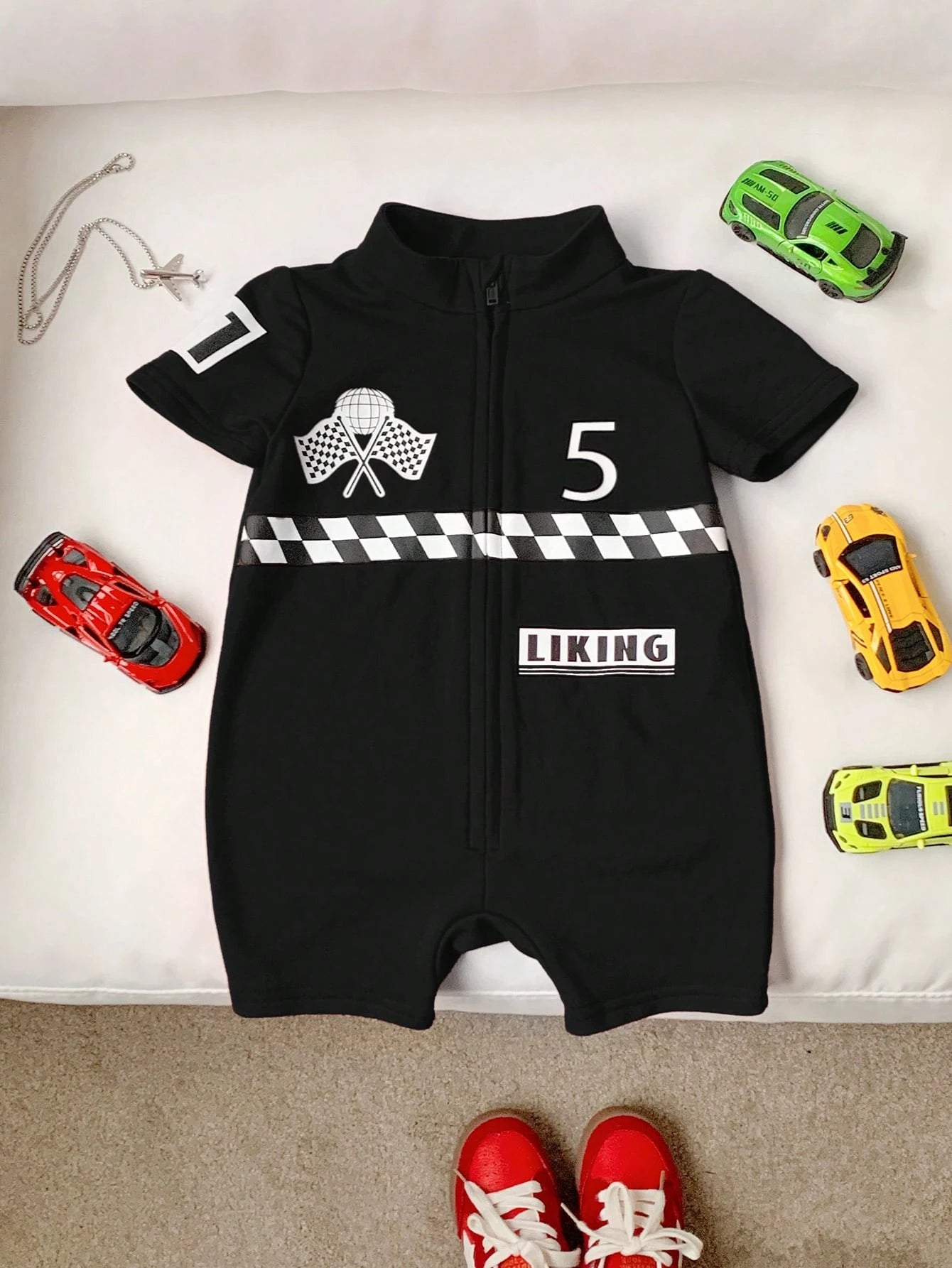 Zomer Babyset – Zachte Gebreide Romper Autosport