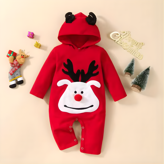 Baby Kerst Jumpsuit met Capuchon