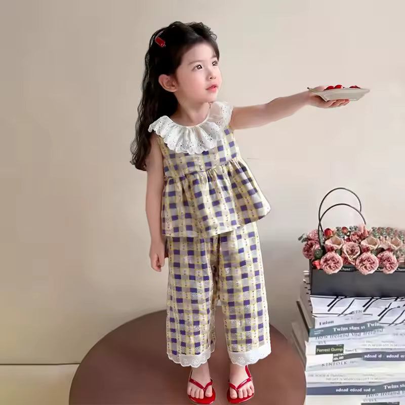 Meisjes Set met Kantkraag en Bloemenprint