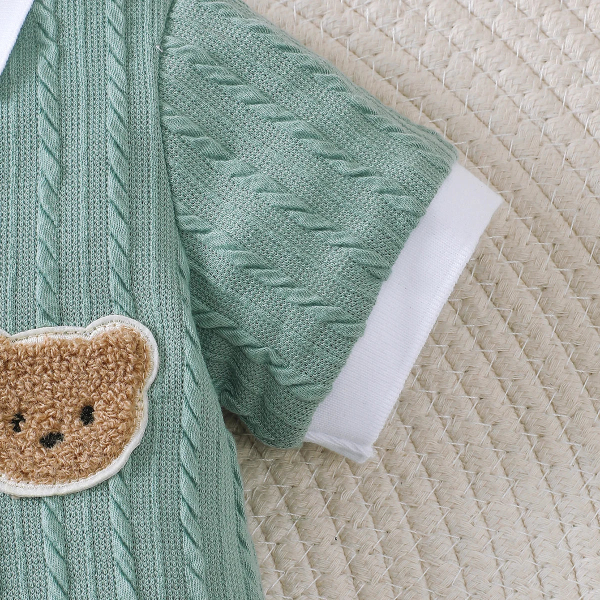 Baby Jumpsuit Zomer Kleine Beer Korte Mouwen Groen