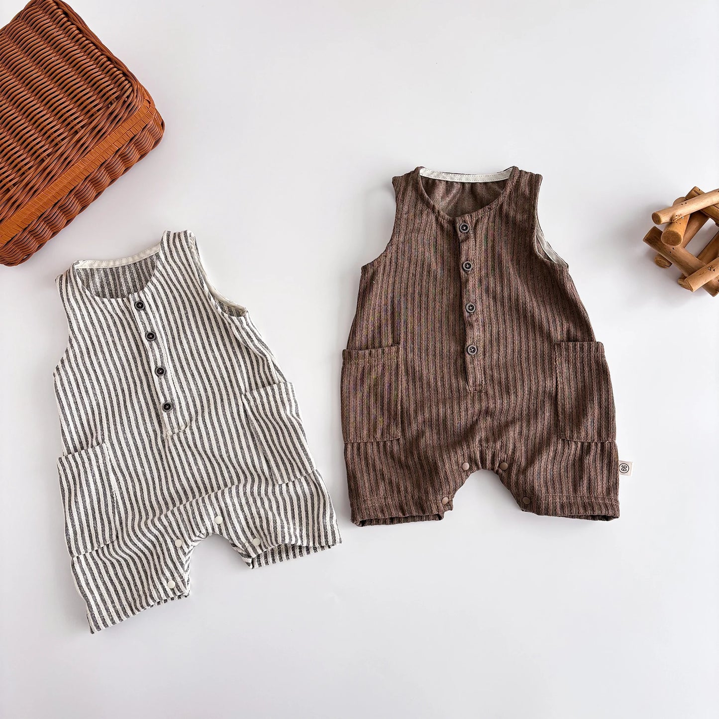 Zomer Jumpsuit – Gestreept Mouwloos in Koreaanse Stijl