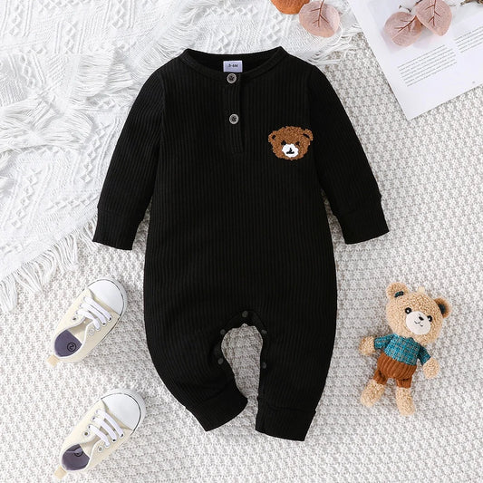Baby Romper met Cartoon Beer Lange Mouw