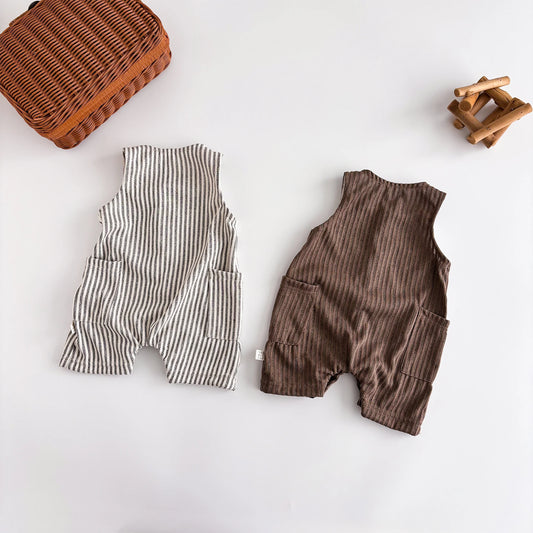 Zomer Jumpsuit – Gestreept Mouwloos in Koreaanse Stijl