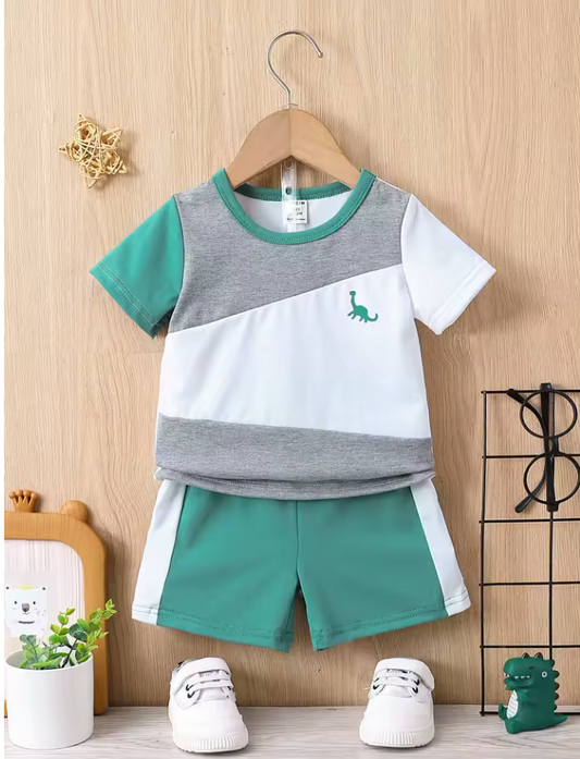 Babyjongen Zomerset 2-delig dino groen/blauw
