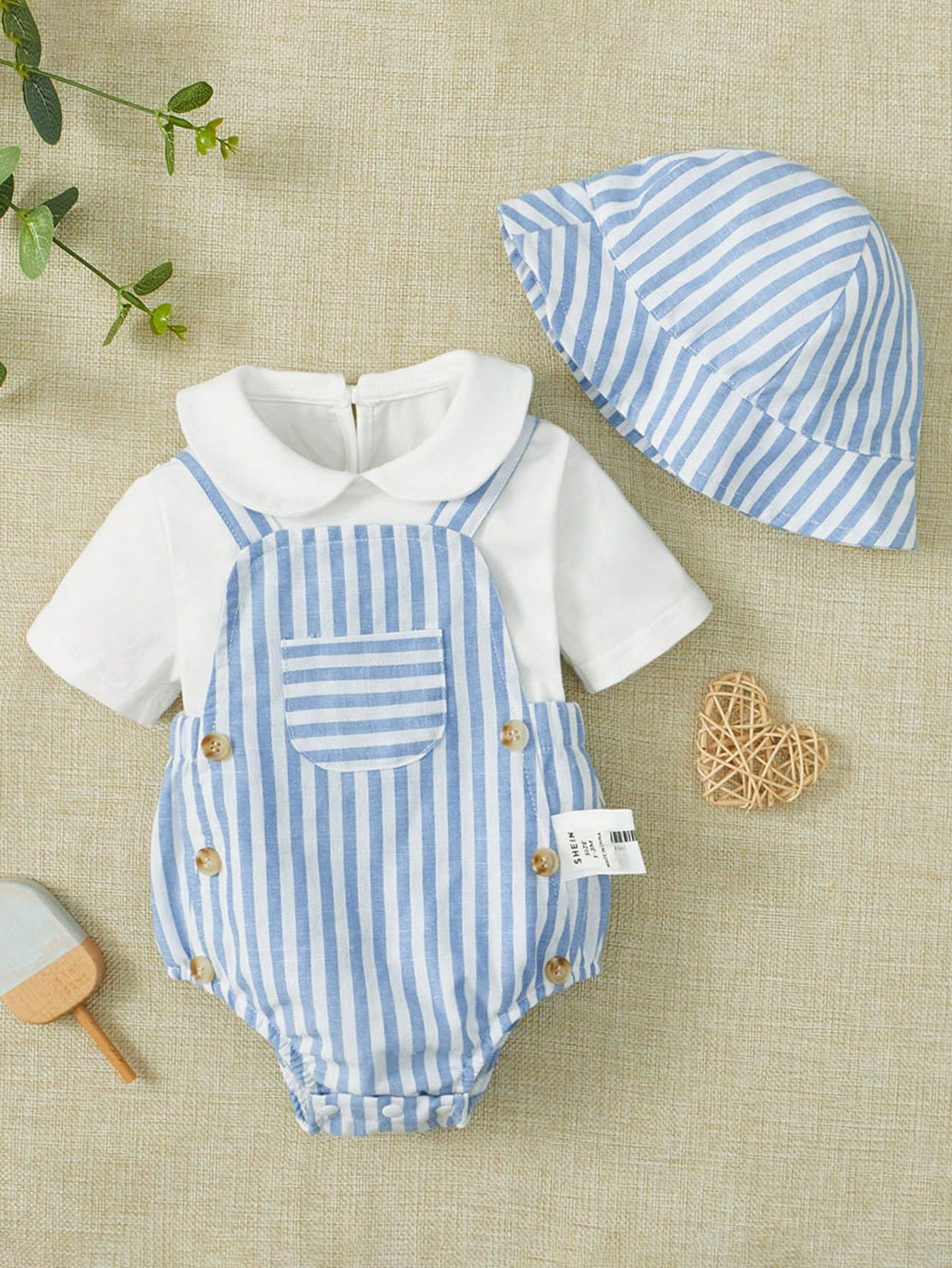 Jongens Zomer 3-delige Set – Gestreepte Overall