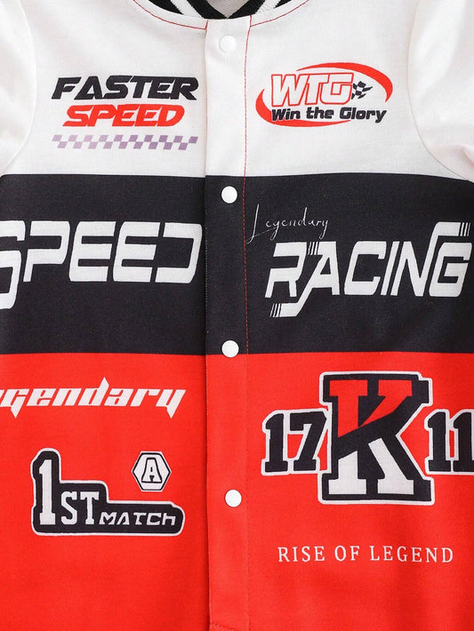 Stoere Baby Romper – Raceauto Print & Sweatshirtlook