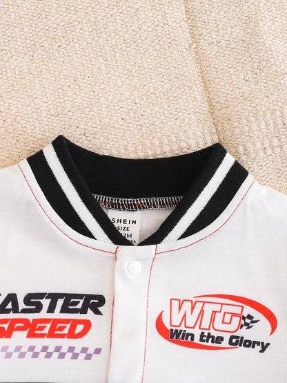 Stoere Baby Romper – Raceauto Print & Sweatshirtlook
