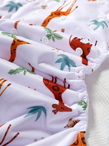 3-Delige Herbruikbare Stoffen Luierset – Olifant & Giraffe