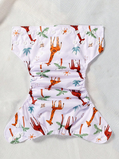 3-Delige Herbruikbare Stoffen Luierset – Olifant & Giraffe