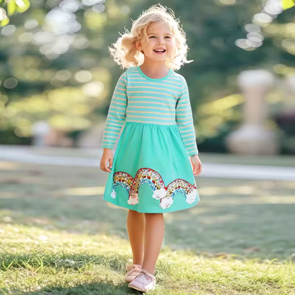 Elegante Jurk met Regenboogprint