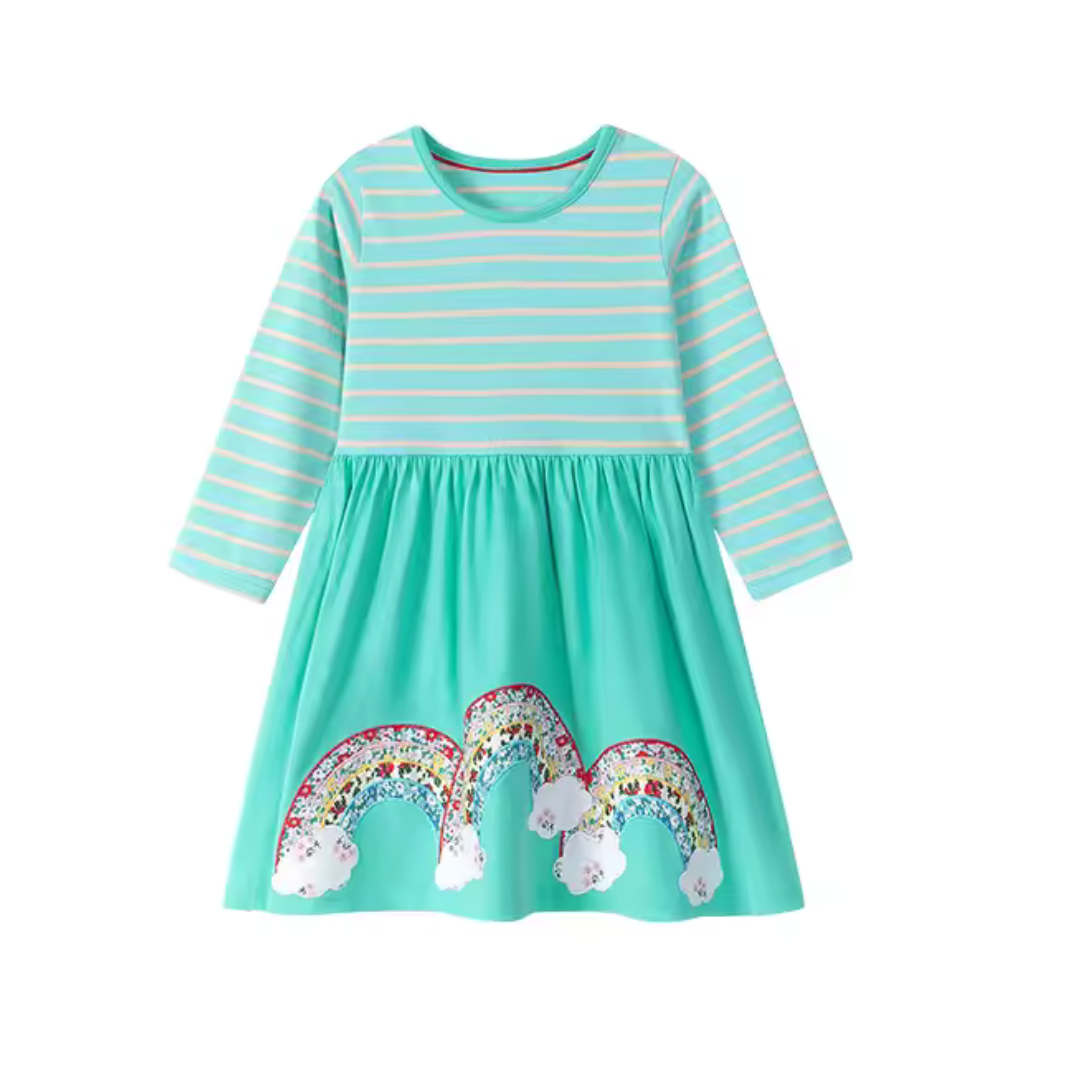 Elegante Jurk met Regenboogprint