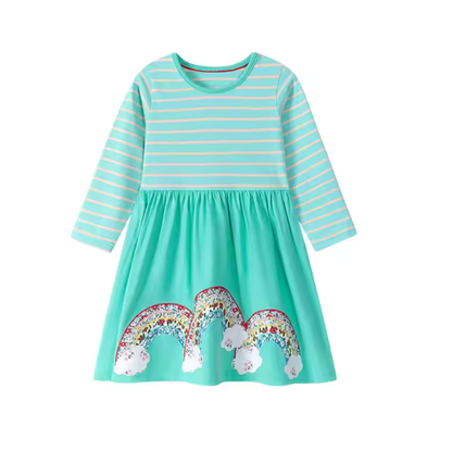 Elegante Jurk met Regenboogprint