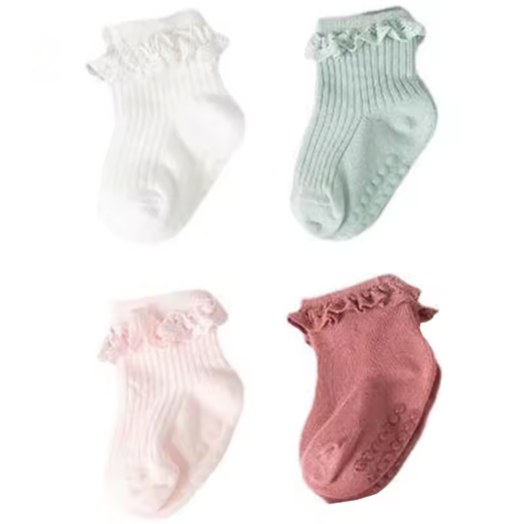 Anti-slip Baby Sokken voor Baby’s - 4 Stuks