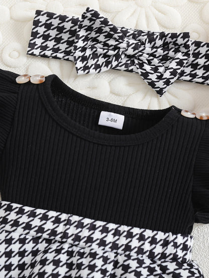 Zomerjurk Babymeisje Geruit Patroon Zwart