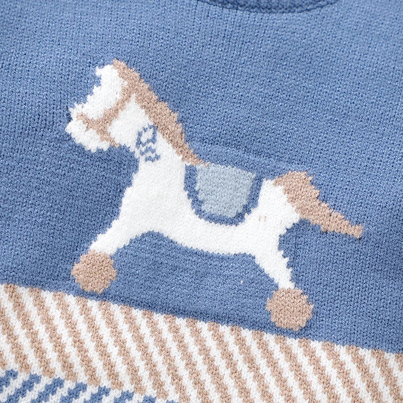 Knitted Baby Romper Long Sleeve - Autumn &amp; Winter Blue 