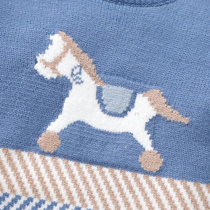 Gebreide Baby Romper Lange Mouw - Herfst & Winter Blauw