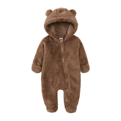 Winter Baby Romper Fleece Met Capuchon Warme Jumpsuit