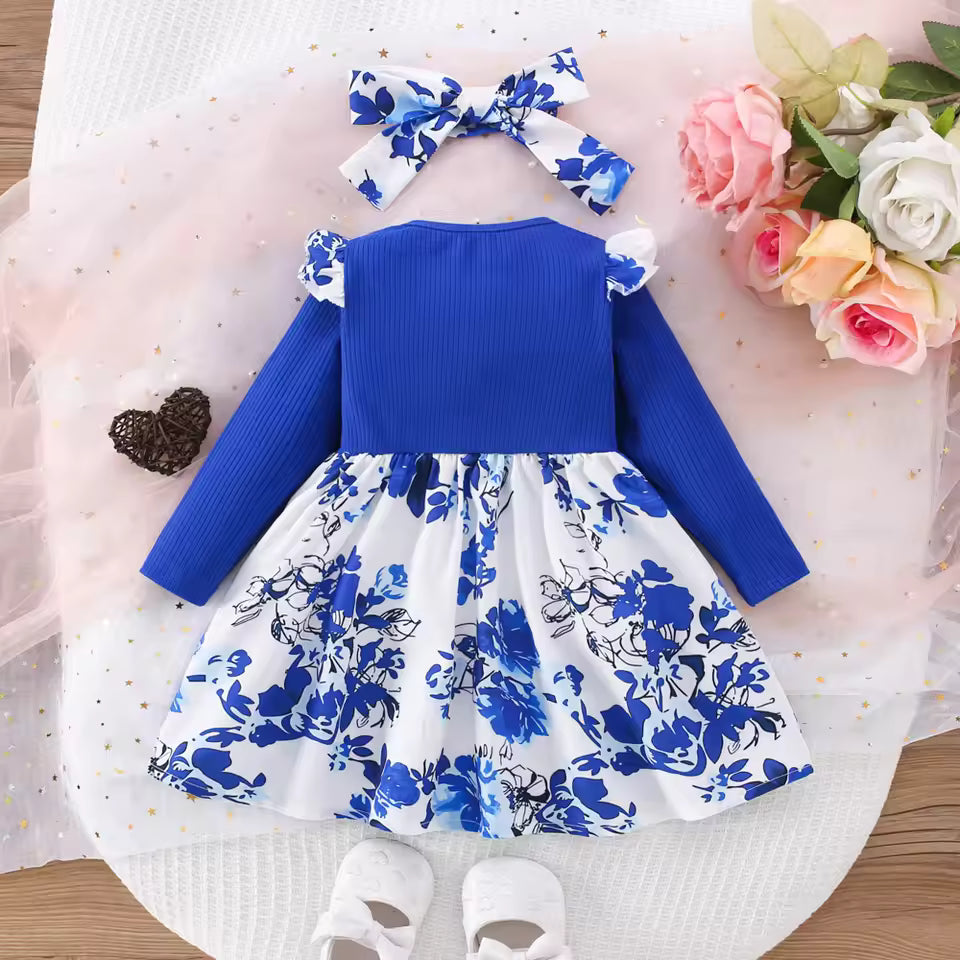 Babykleedje met Blauwe Bloemen