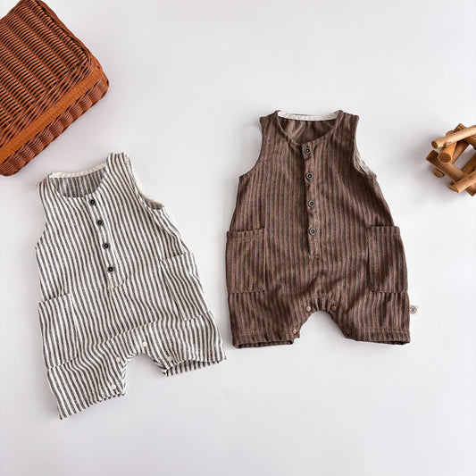 Summer Jumpsuit – Korean Style Striped Sleeveless