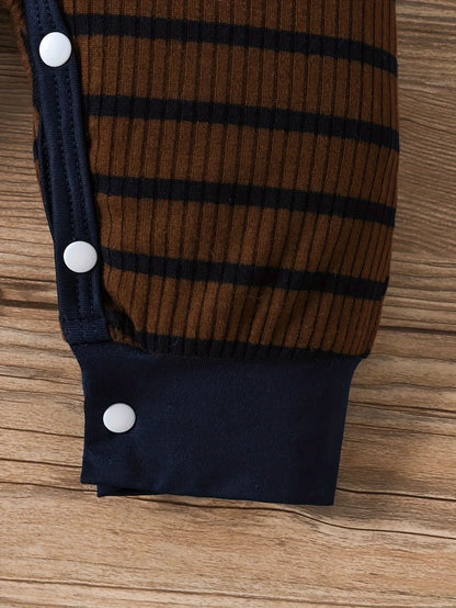 Baby Jumpsuit Lente & Herfst Gestreept Blauw Lange Mouwen