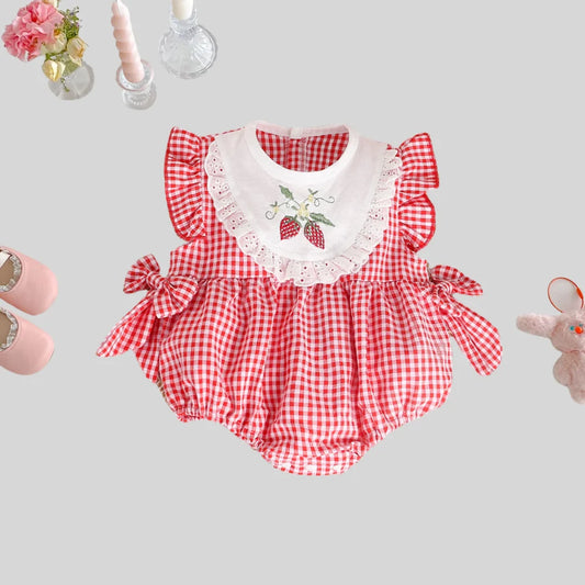 Babymeisjes Romper – Aardbeien Borduurwerk