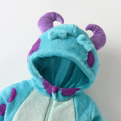 Lioraitiin Baby Winter Jumpsuit Fleece Hoorn Capuchon