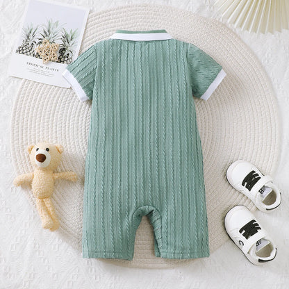 Baby Jumpsuit Zomer Kleine Beer Korte Mouwen Groen