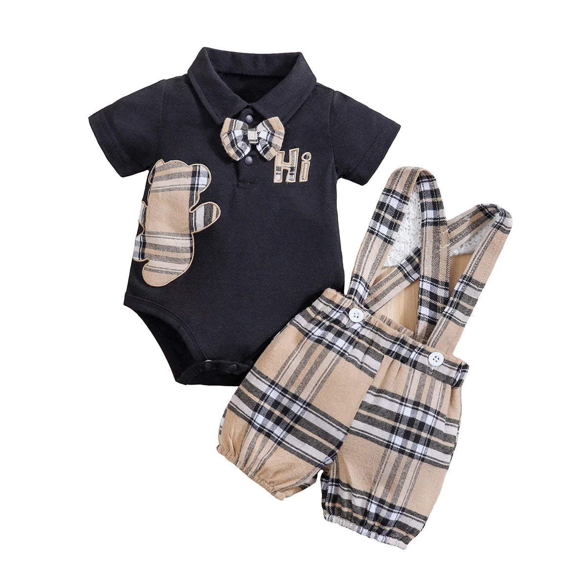 2-delige Baby Jongens Set Beer Bodysuit + Bretelbroek