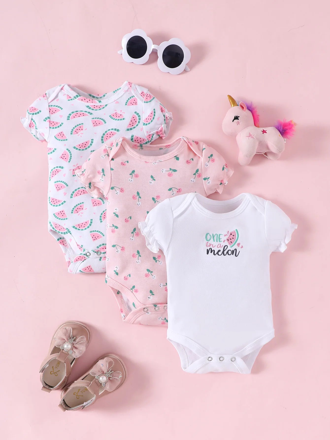 3-delige Baby Romper set Korte Mouwen Zomeroutfit