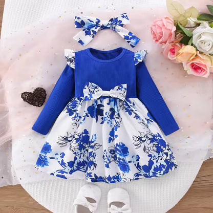 Babykleedje met Blauwe Bloemen
