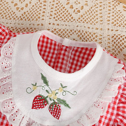 Babymeisjes Romper – Aardbeien Borduurwerk