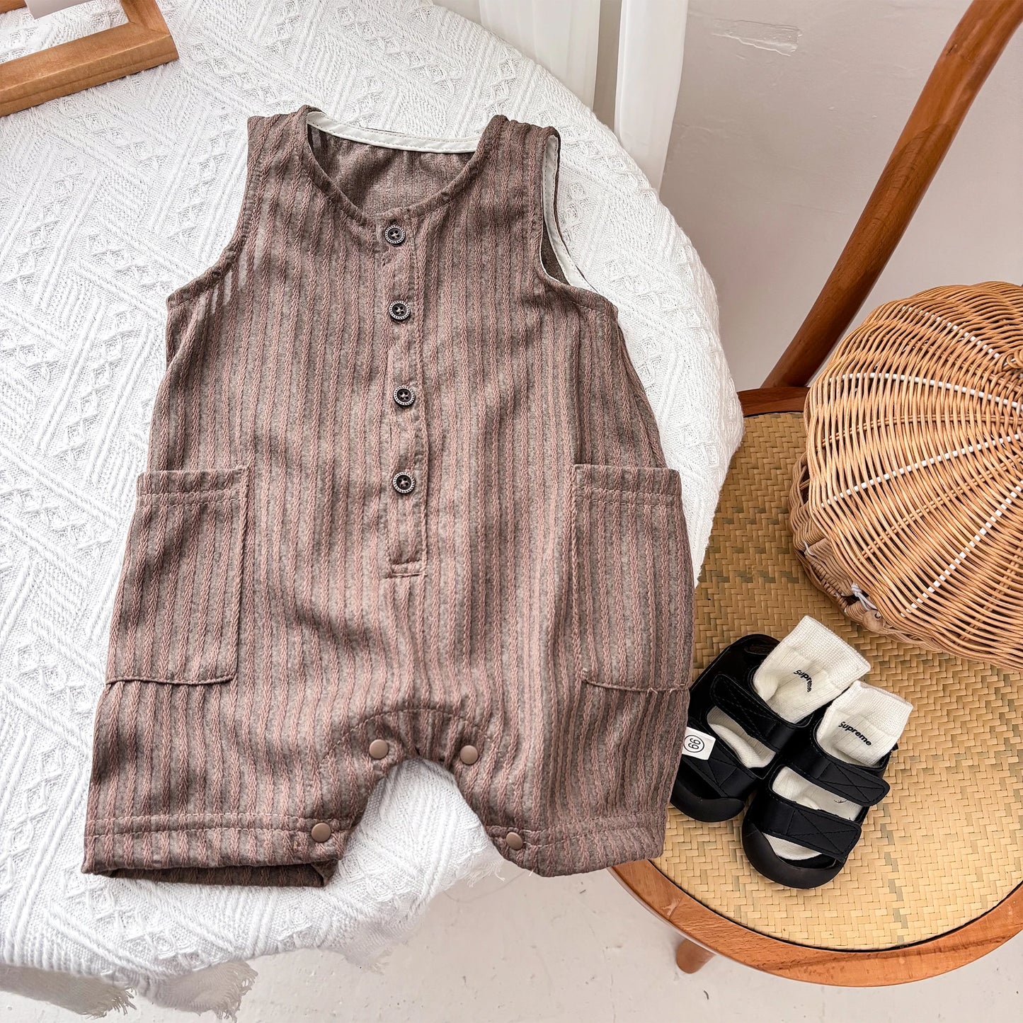 Zomer Jumpsuit – Gestreept Mouwloos in Koreaanse Stijl