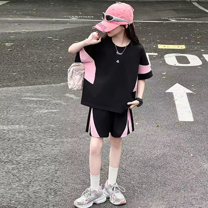 Casual Patchwork Korte Mouwen Outfit