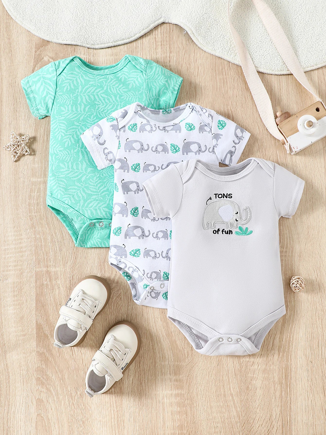 3-delige Baby Romper set Korte Mouwen Zomeroutfit