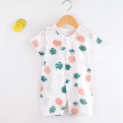 Katoenen Jacquard Rompertje met Drukknoopsluiting