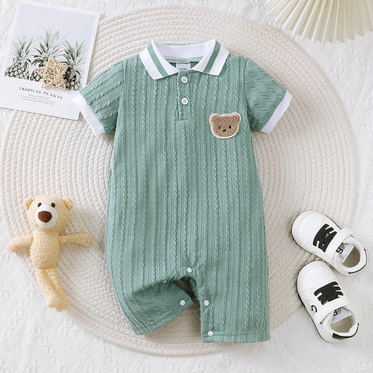 Baby Jumpsuit Zomer Kleine Beer Korte Mouwen Groen