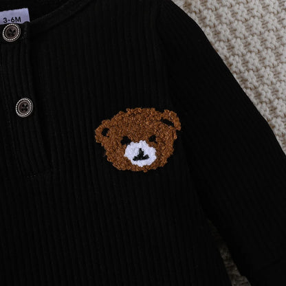 Baby Romper met Cartoon Beer Lange Mouw
