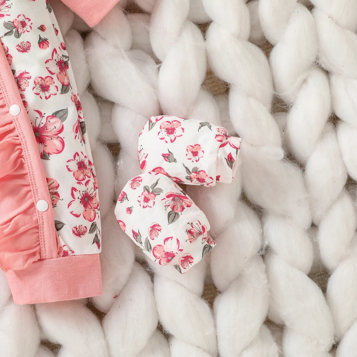 Baby Meisje Jumpsuit Set Bloemenprint Lange Mouw