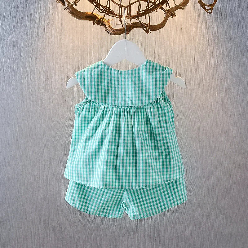 2-delige Babymeisje Zomerset – Fruitige Top & Geruite Rok