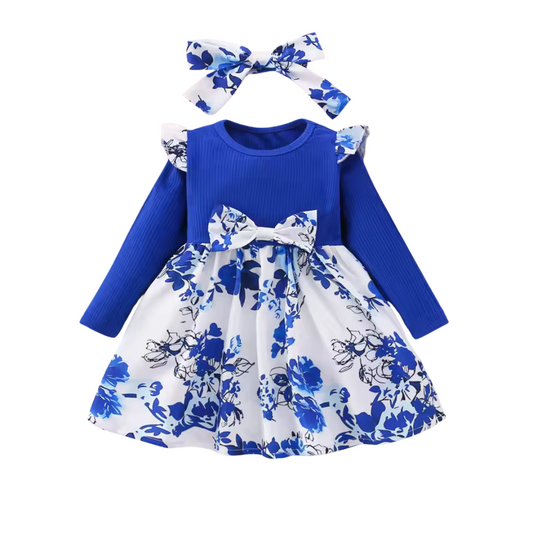 Babykleedje met Blauwe Bloemen