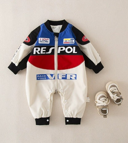 Stoere Baby Romper – Raceauto Print & Sweatshirtlook