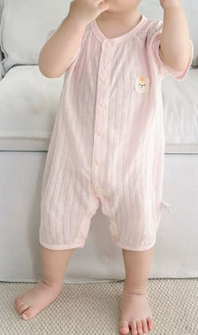 Baby Jumpsuit Zomer Kleine Beer Korte Mouwen